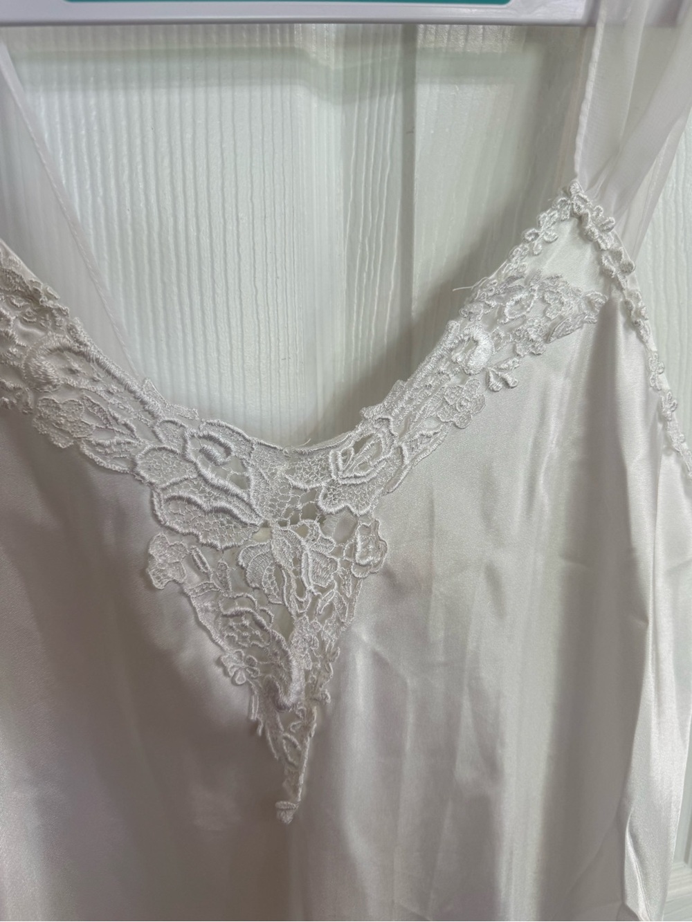 Angelique White Satin Lace Slip Dress Medium 90s Bridal Lingerie Y2K Bias VTG - Picture 3 of 7